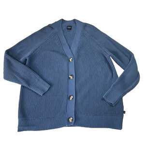 Gap Cardigan Sweater Womens XXL Bijou Blue Soft Knit Button Front Relaxed Fit
